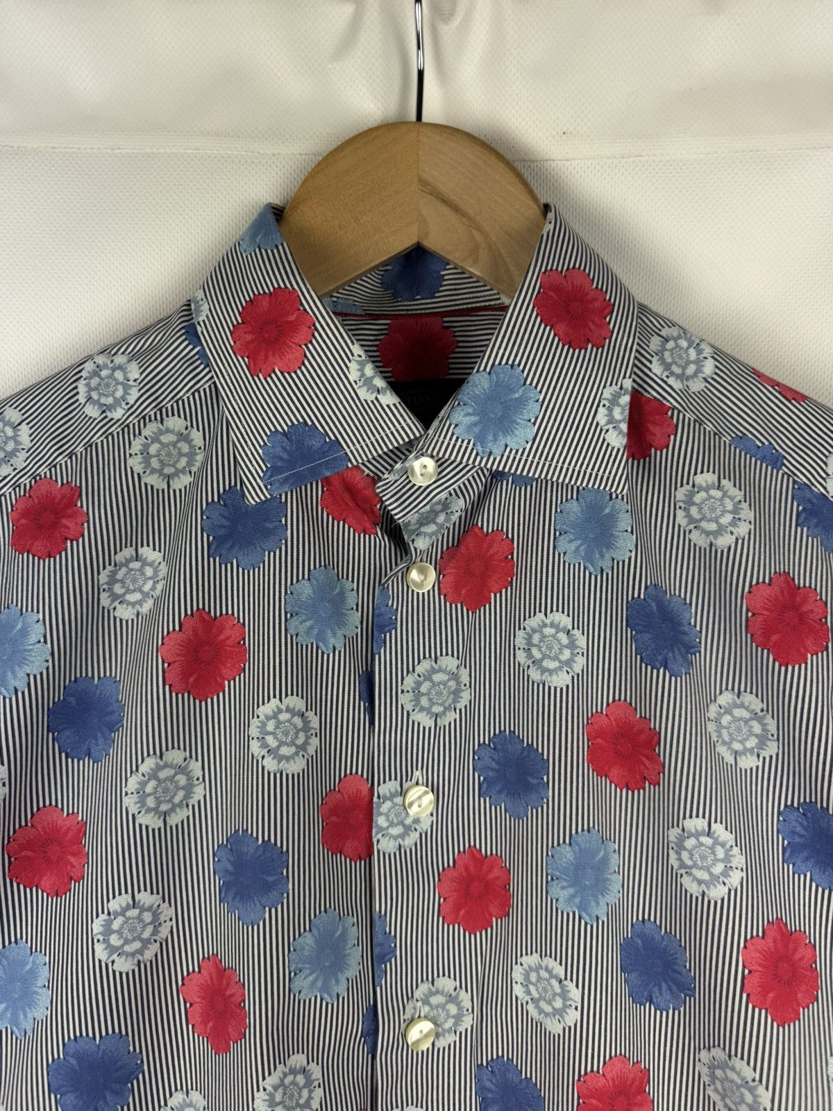 Eton Eton Long Sleeve Striped Floral Pattern Button Up Shirt Size US S / EU 44-46 / 1 - 6 Thumbnail