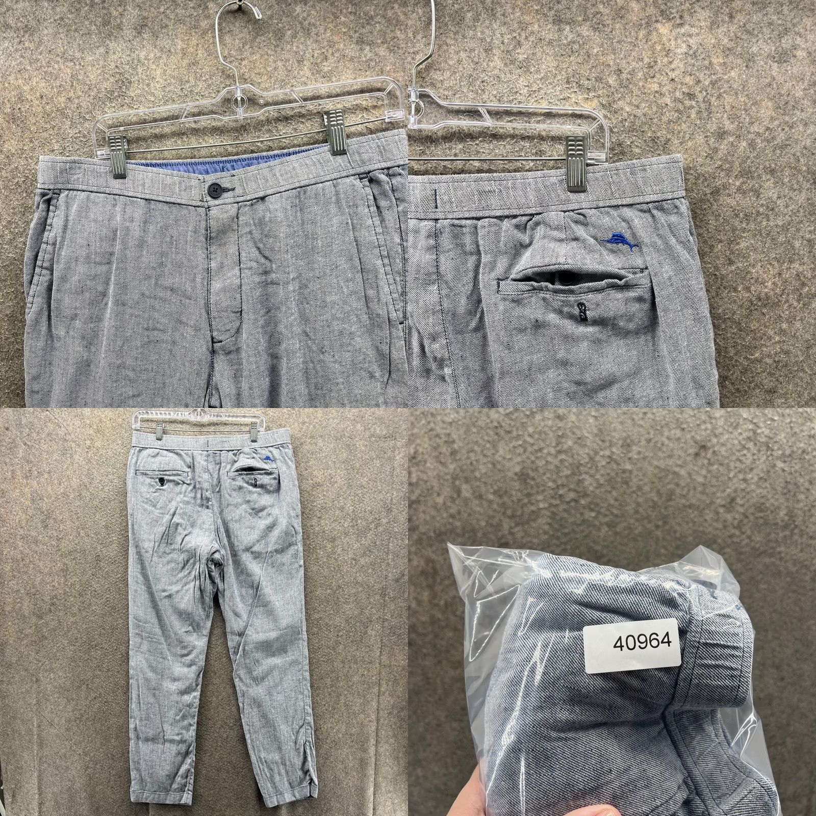 Tommy Bahama Tommy Bahama Pants Mens Large Gray Linen Blend Chino Stretch Travel Casual Straight Leg Regular ey? Size US 33 - 8 Thumbnail