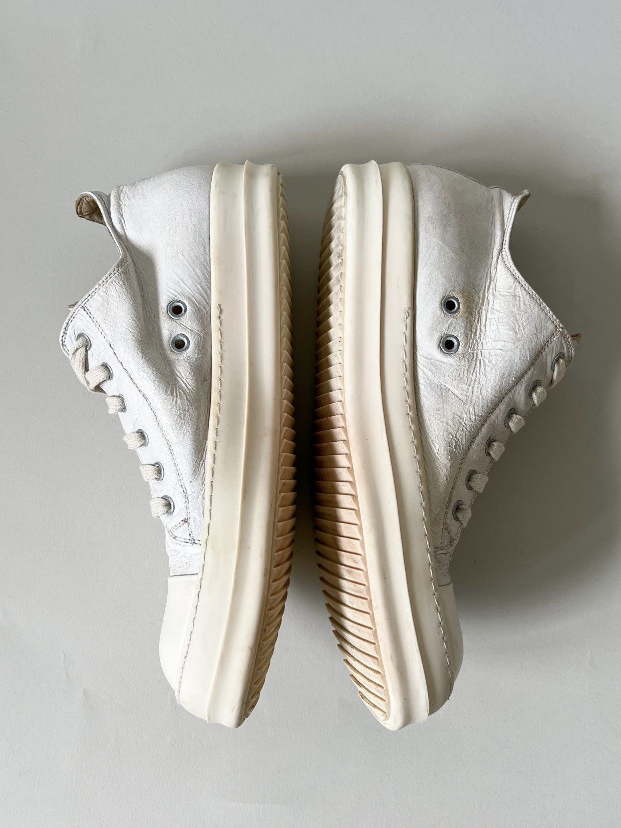 Rick Owens Rick Owens White Painted Leather Low Ramones Size US 8 / EU 41 - 9 Thumbnail