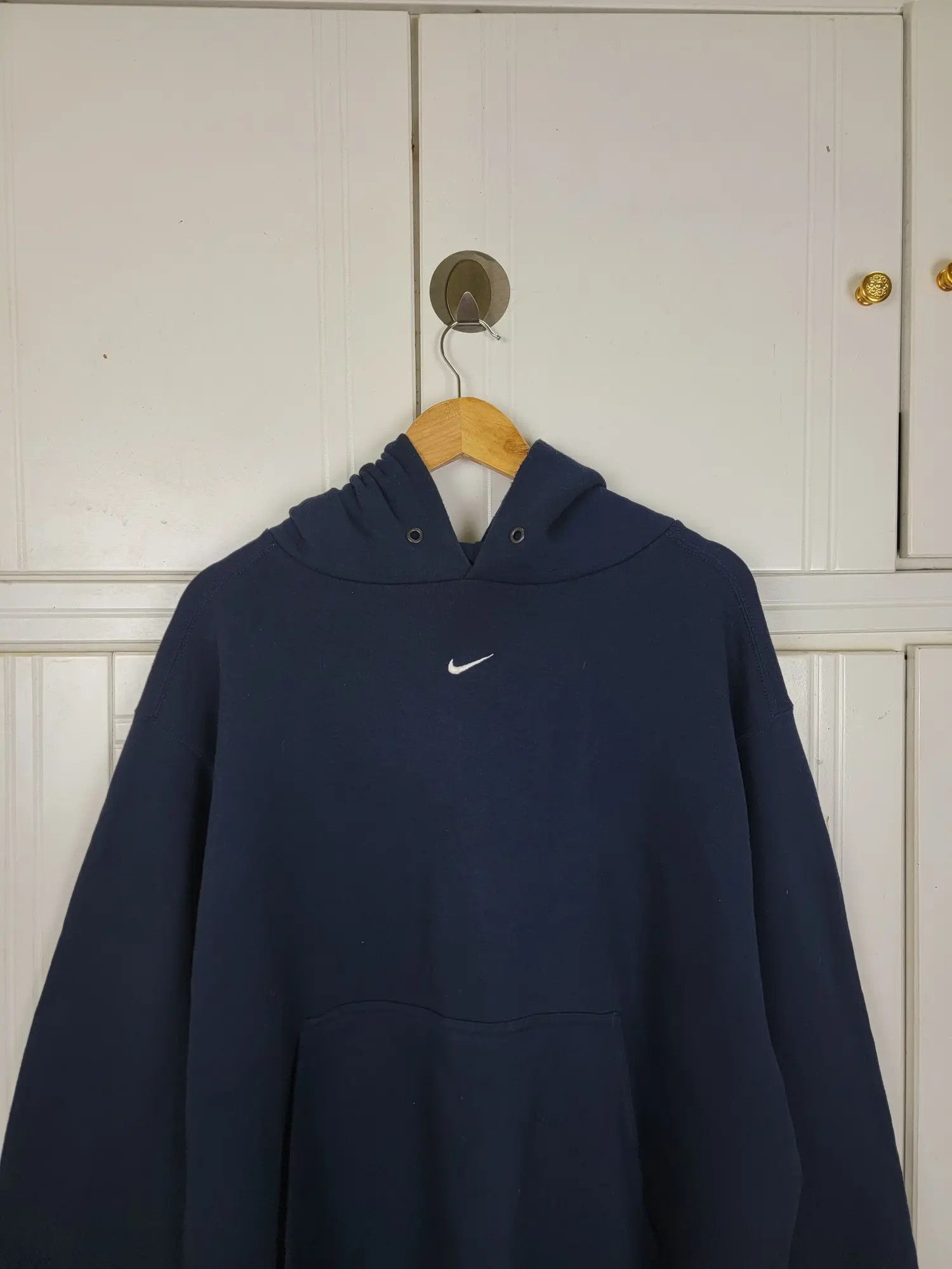Nike × Vintage Vintage 90s Nike Center Swoosh Hoodie Size US L / EU 52-54 / 3 - 2 Thumbnail