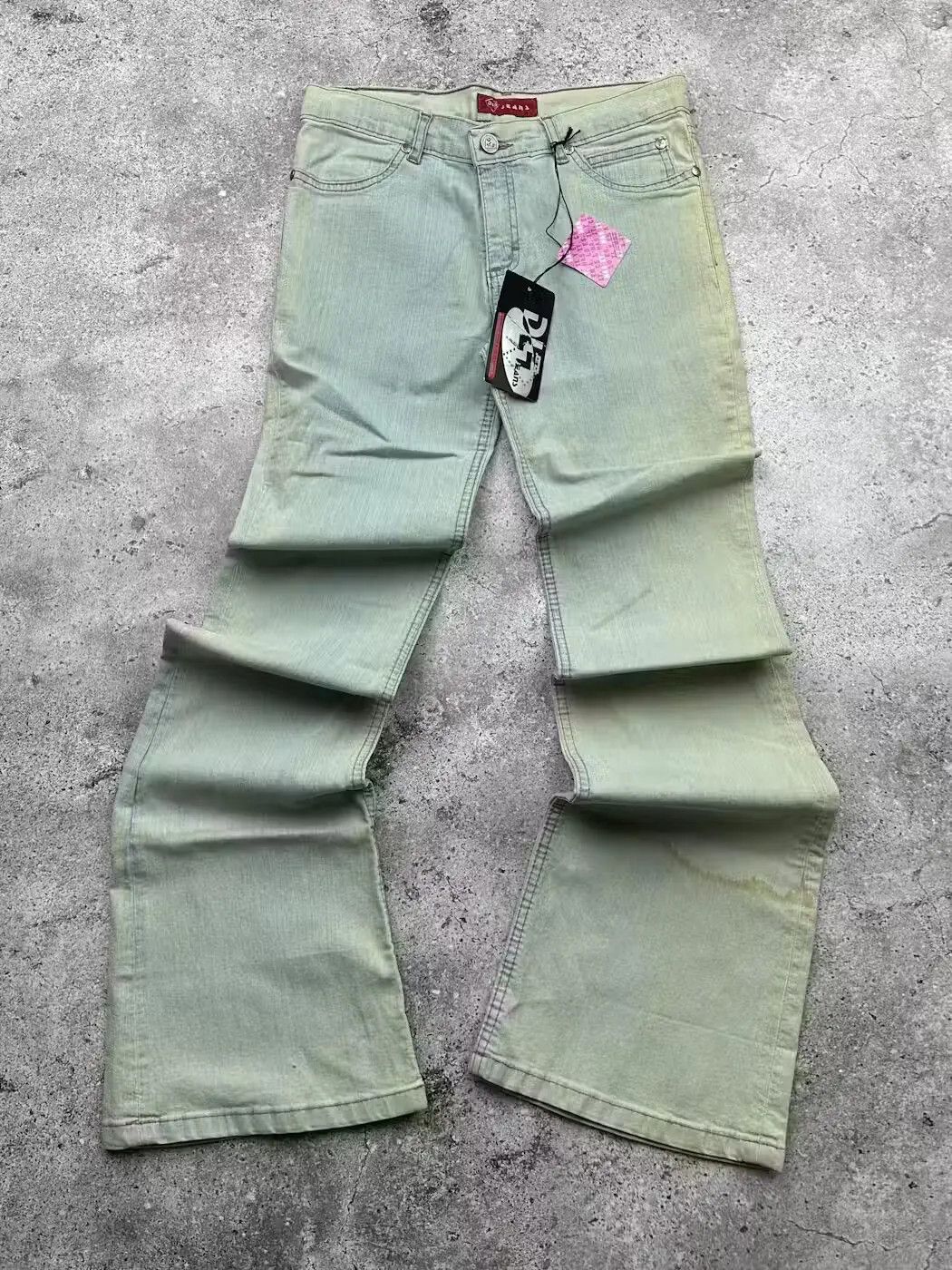 image of Avant Garde Vintage Faded Striped Flare Jeans in Faded Color, Women's (Size 28)