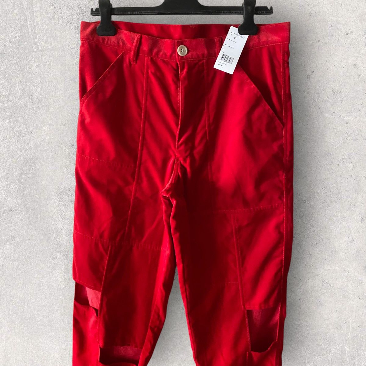 Comme des Garcons × Comme des Garcons SHIRT NWT Fall 2023 Red Velour Cut Off Patch Work Pants Size US 34 / EU 50 - 4 Thumbnail
