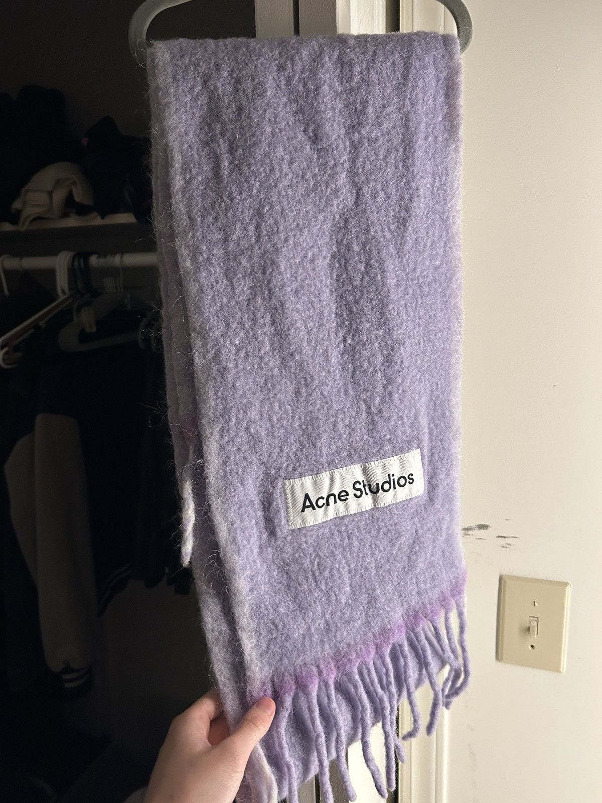 Acne Studios Acne Studios Scarf Purple Wool / Mohair Muffler Fringe Size ONE SIZE - 2 Thumbnail