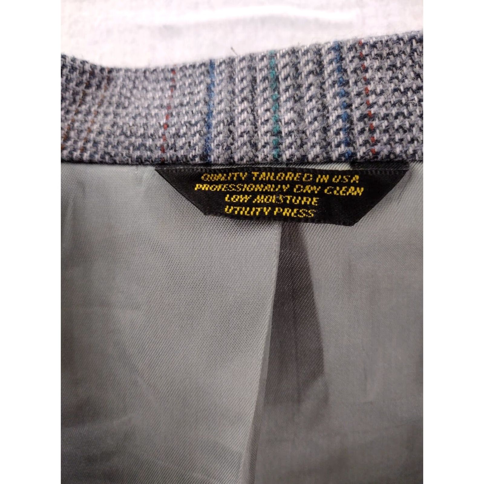 Vintage VINTAGE John Weitz Blazer 40R Gray Wool-Tweed Herringbone Sport Coat USA Mens Size 40R - 4 Thumbnail