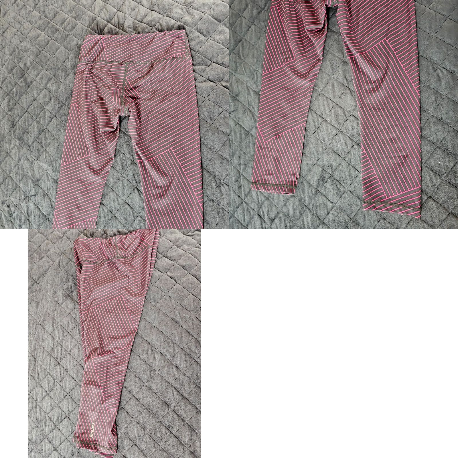 Reebok Reebok Women’s Leggings XS Cropped Gray Pink Stripe Athletic Gym Running Size 26" / US 2 / IT 38 - 8 Thumbnail