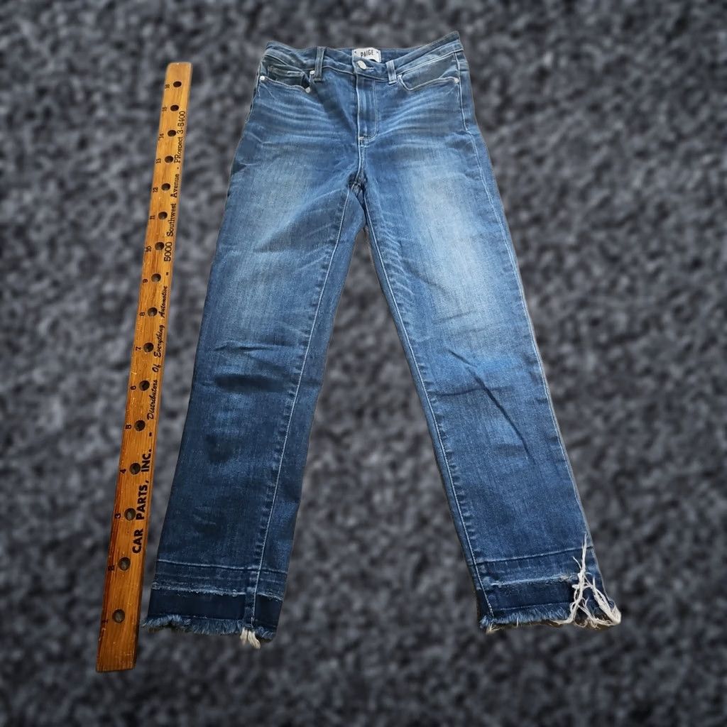 Paige PAIGE Jeans Womens US Size 28 Blue Hoxton Crop Margie Medium Wash Distress Hem Jeans Womens Regular 5-Pocket Denim Medium Wash Cotton Blend Spandex Size 28" / US 6 / IT 42 - 1 Thumbnail