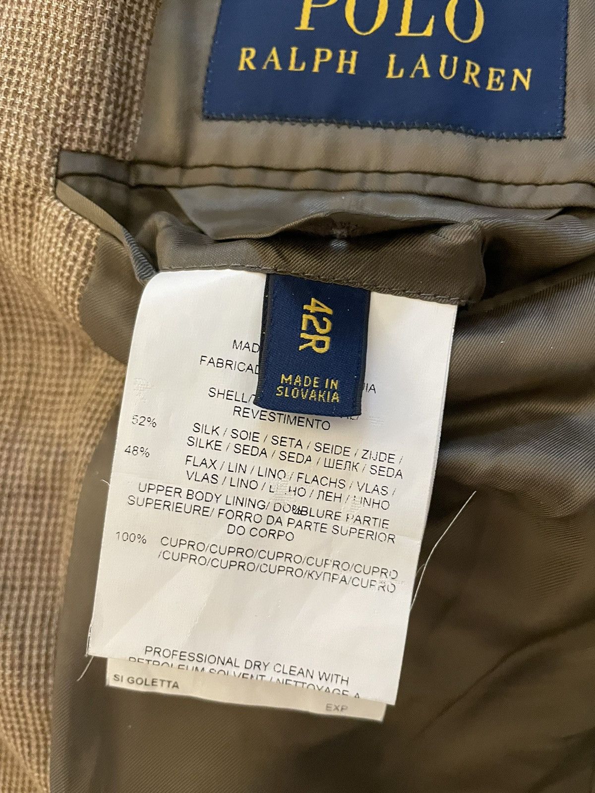 Polo Ralph Lauren Micro Checked Silk & Linen-Blend Tweed Jacket Size 42R - 12 Thumbnail