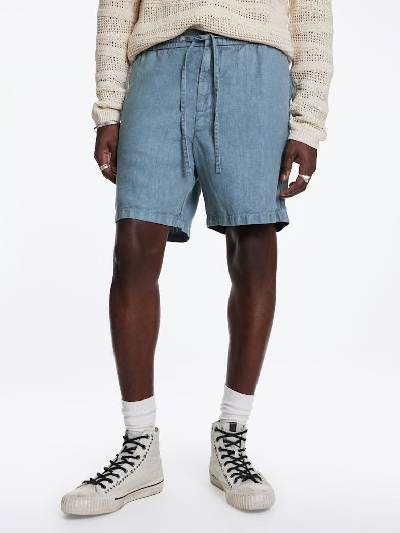 John Varvatos Linen Blend Drawstring Shorts 33 Size US 33 - 3 Thumbnail