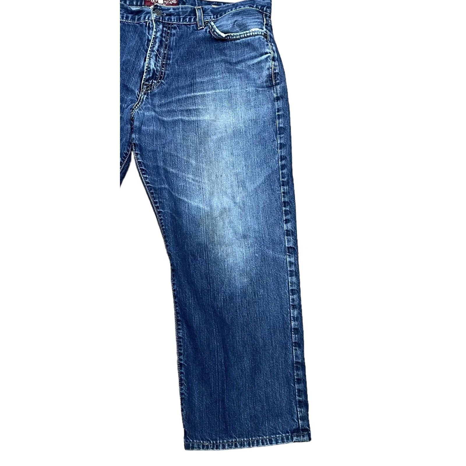 Lucky Brand VINTAGE Lucky Brand Jeans Mens Blue Denim Straight Leg 38x32 5-Pocket Belt Loops Regular Fit Stained Denim Pants Size US 38 / EU 54 - 3 Thumbnail