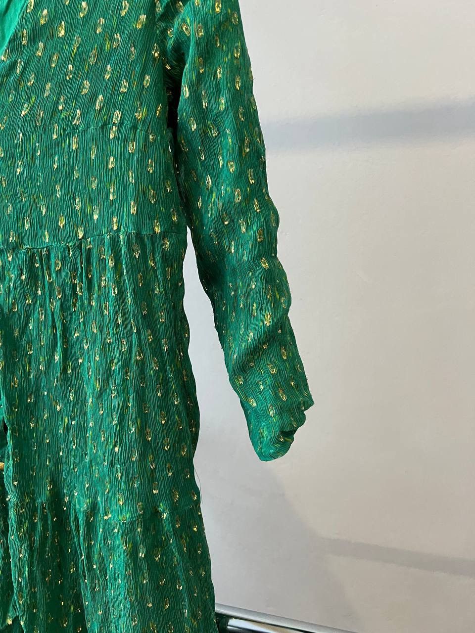 SEZANE PARIS AVEC AMOUR SILK GREEN GOLD EDITION DRESS SZ 40 -  ilac.rochib.com