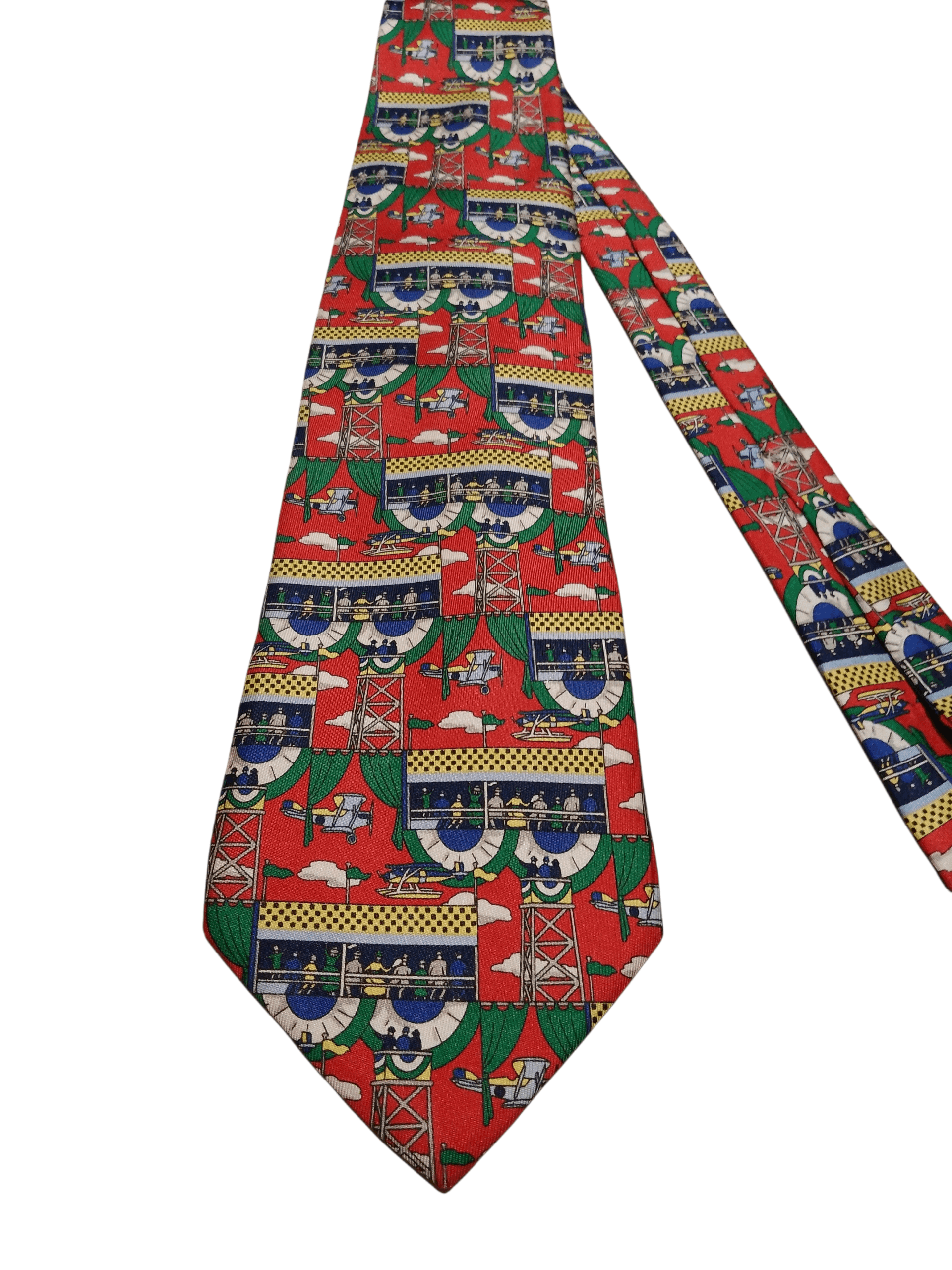 Givenchy Givenchy Silk Tie – Novelty Aviation Airplane Race Motif Size ONE SIZE - 2 Thumbnail