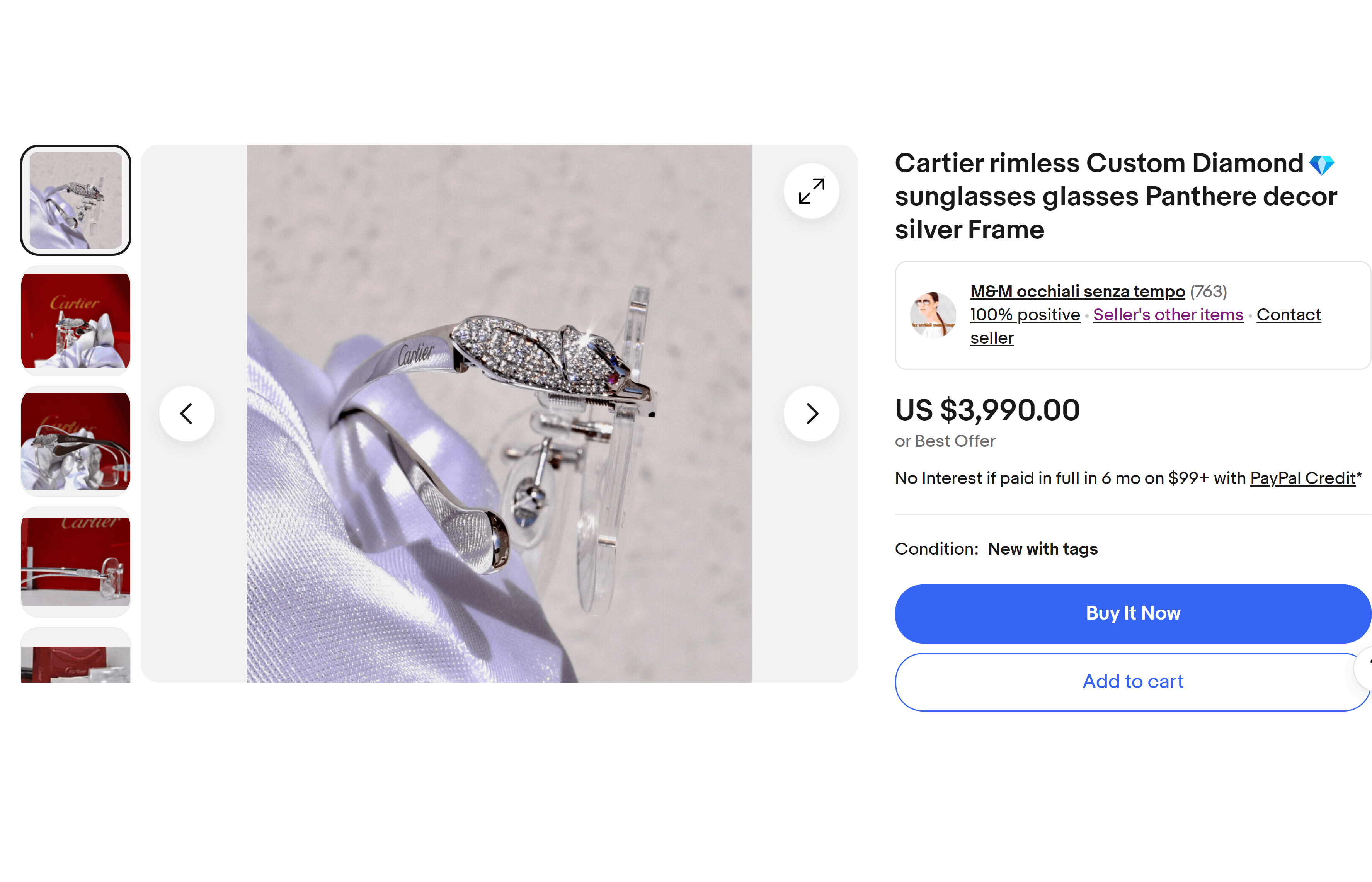 Cartier Cartier Rimless Custom Diamond Gold Sunglasses Size ONE SIZE - 20 Thumbnail