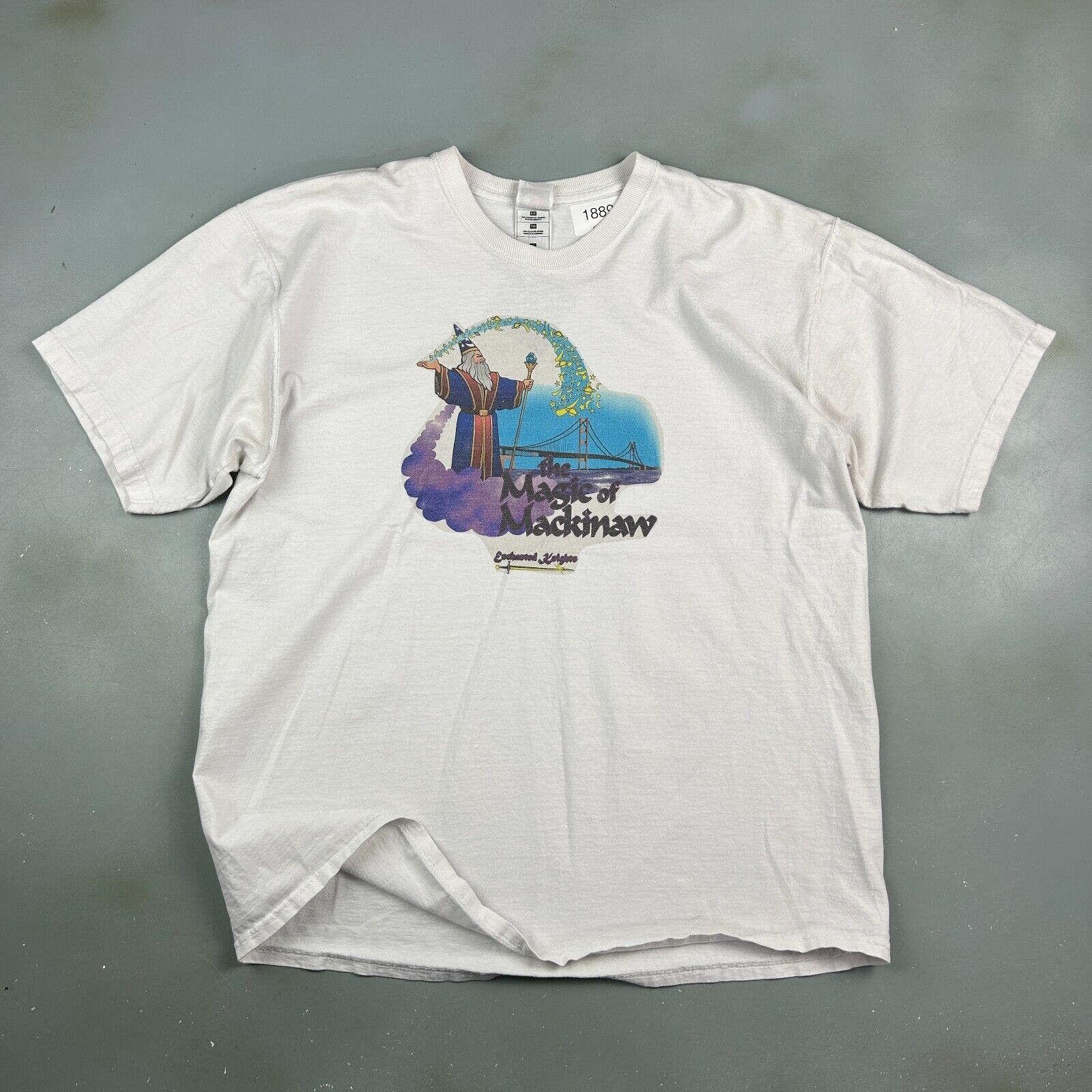 Fruit Of The Loom VINTAGE | Enchanted Knights Magic Of Mackinaw T-Shirt sz XL Size US XL / EU 56 / 4 - 1 Thumbnail