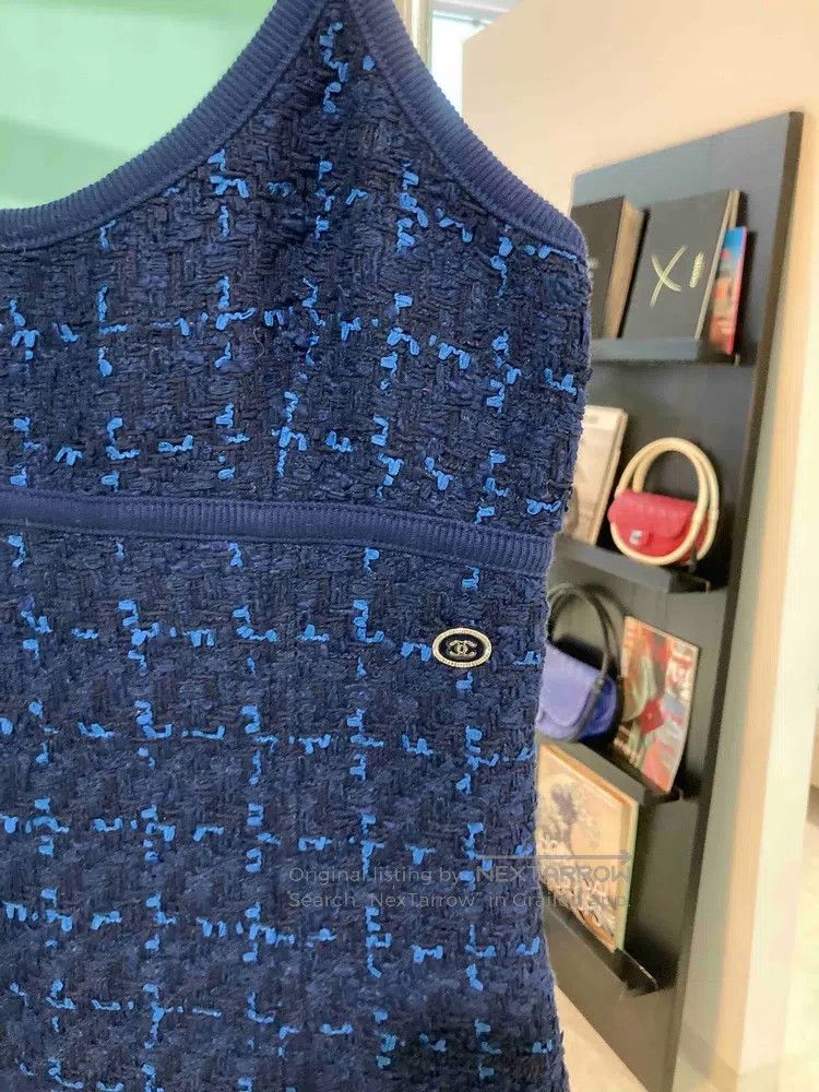 Chanel Chanel 24 years old dark blue tweed strap dress Size XS / US 0-2 / IT 36-38 - 3 Thumbnail