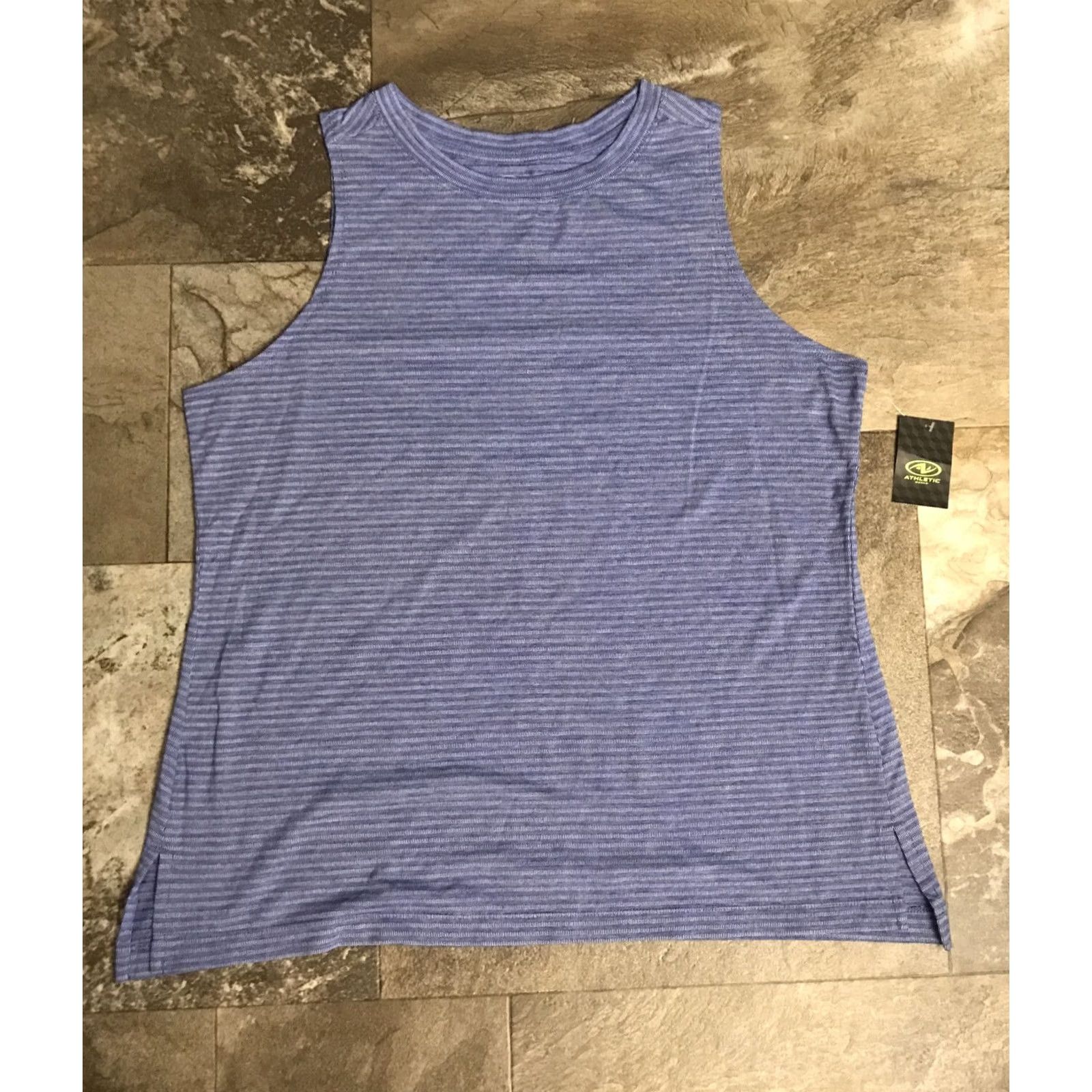 Athletic Works XXL Athletic Works Women's Dri-Works Tank Top Striped Blue NWT 2XL Activewear Tank Women Plus Size Size XXL / US 16-18 / IT 52-54 - 2 Thumbnail