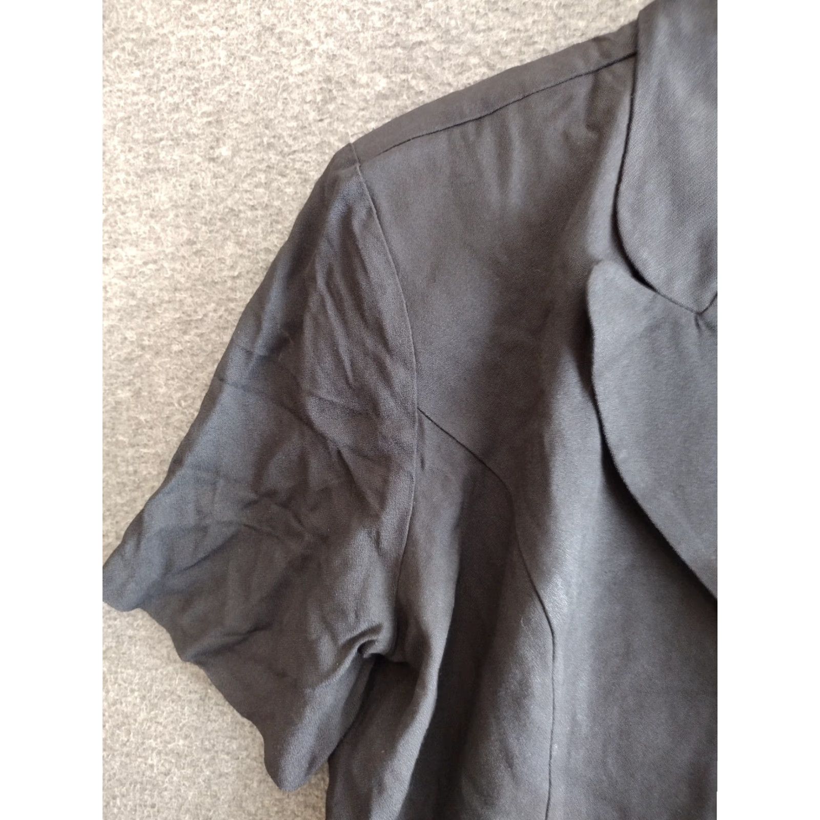 Blair VINTAGE Michael Blair Blouse Short Sleeve Collared Button up Size 18 Black Blended Fabric Plus Size Women 80s Skinner Size XXL / US 16-18 / IT 52-54 - 7 Thumbnail