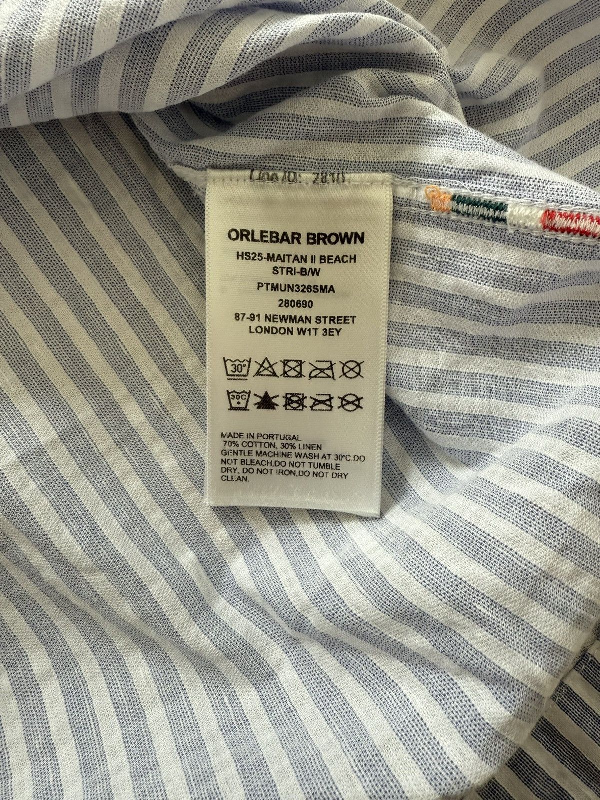 Orlebar Brown Orlebar Brown Maitan II Striped Camp-Collar Linen Shirt Size US L / EU 52-54 / 3 - 5 Thumbnail