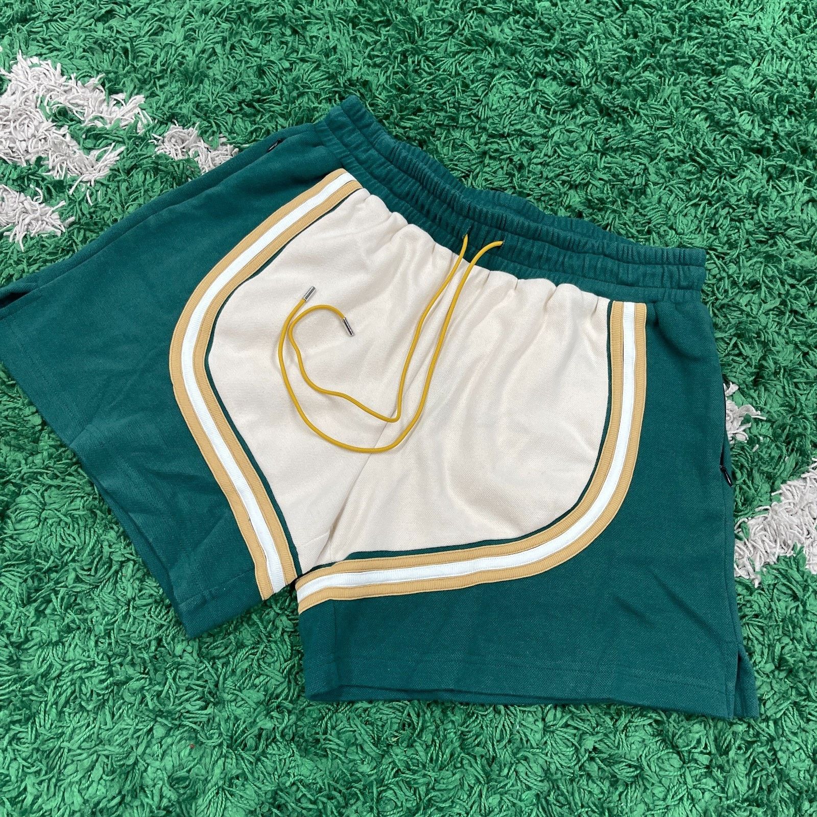 Rhude Rhude Crest Veille Track Shorts Size XL Green Yellow White Size US 30 / EU 46 - 2 Thumbnail