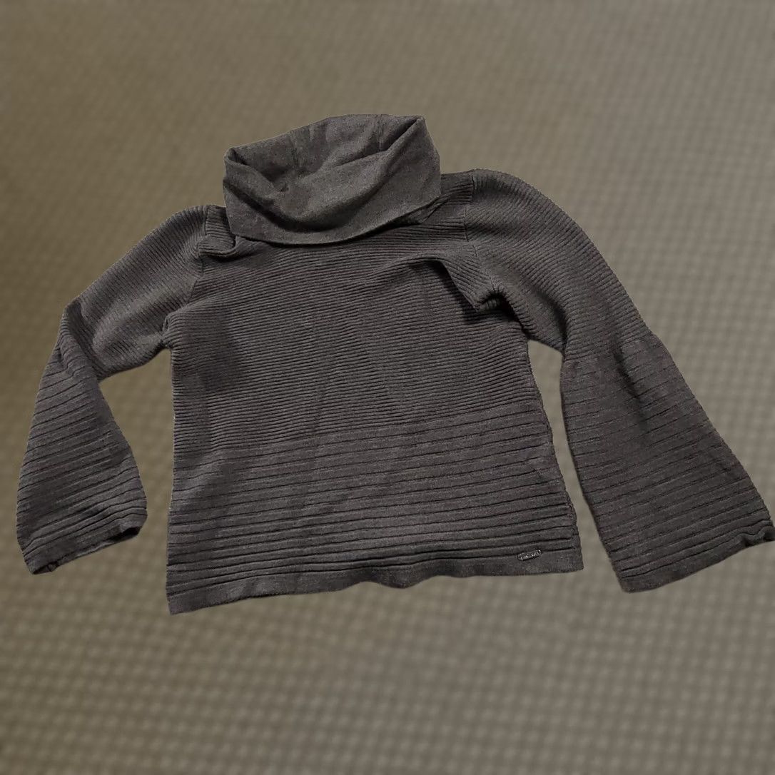 Calvin Klein Calvin Klein Sweater Women's M Gray Turtleneck Long Sleeve Logo Ribbed Pullover Knit Casual, Regular Fit, Fall Winter Spring Size M / US 6-8 / IT 42-44 - 1 Thumbnail