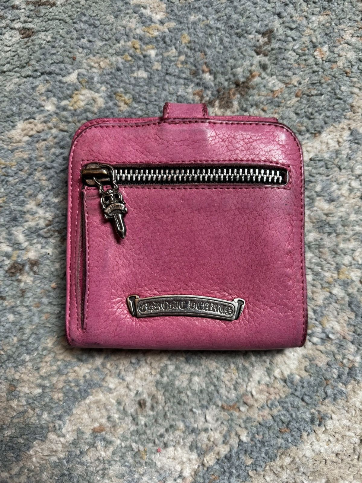 image of Chrome Hearts Bubblegum Pink Zip And Snap Wallet, Men's