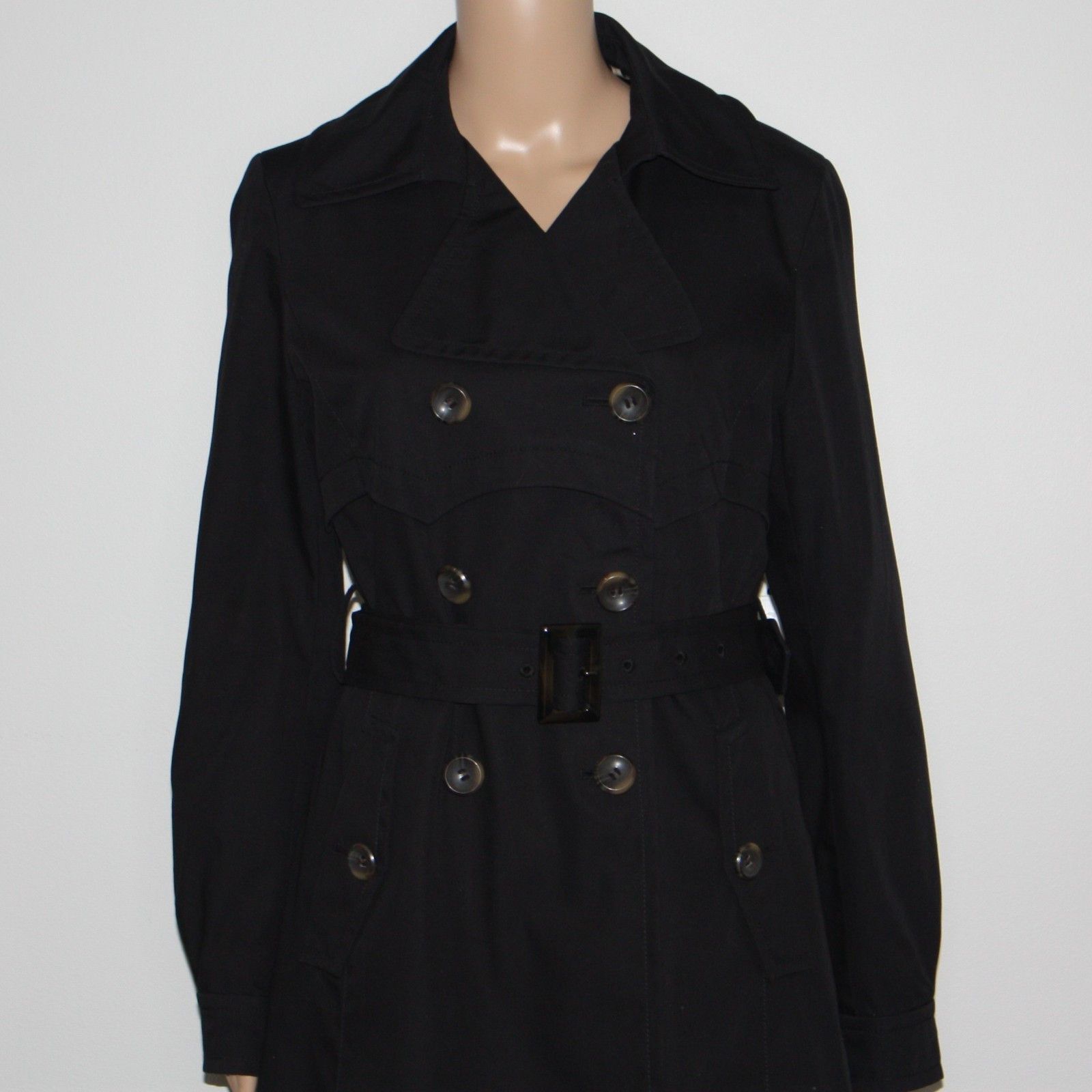 Kenneth Cole Women's Black Trench Coat Belted Jacket in size Medium Size M / US 6-8 / IT 42-44 - 2 Thumbnail
