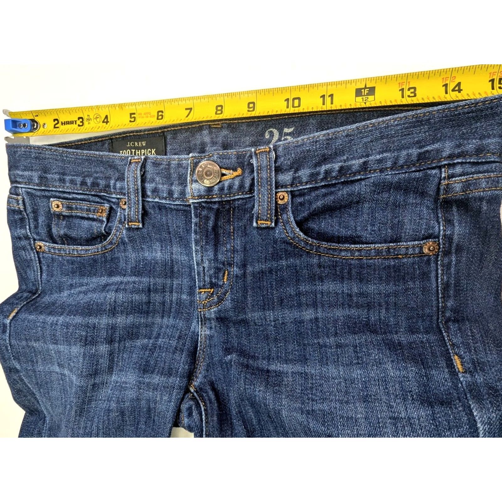 J.Crew J.CREW Toothpick Skinny Jeans Women 25 Blue Stretch Ankle Tapered 28x30 Mid Rise Jeans Size 42" / US 20 - 6 Thumbnail