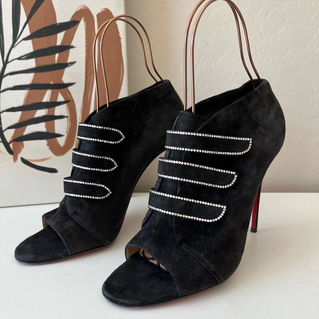 Christian Louboutin Heels Triplica Strass 100 Suede Booties