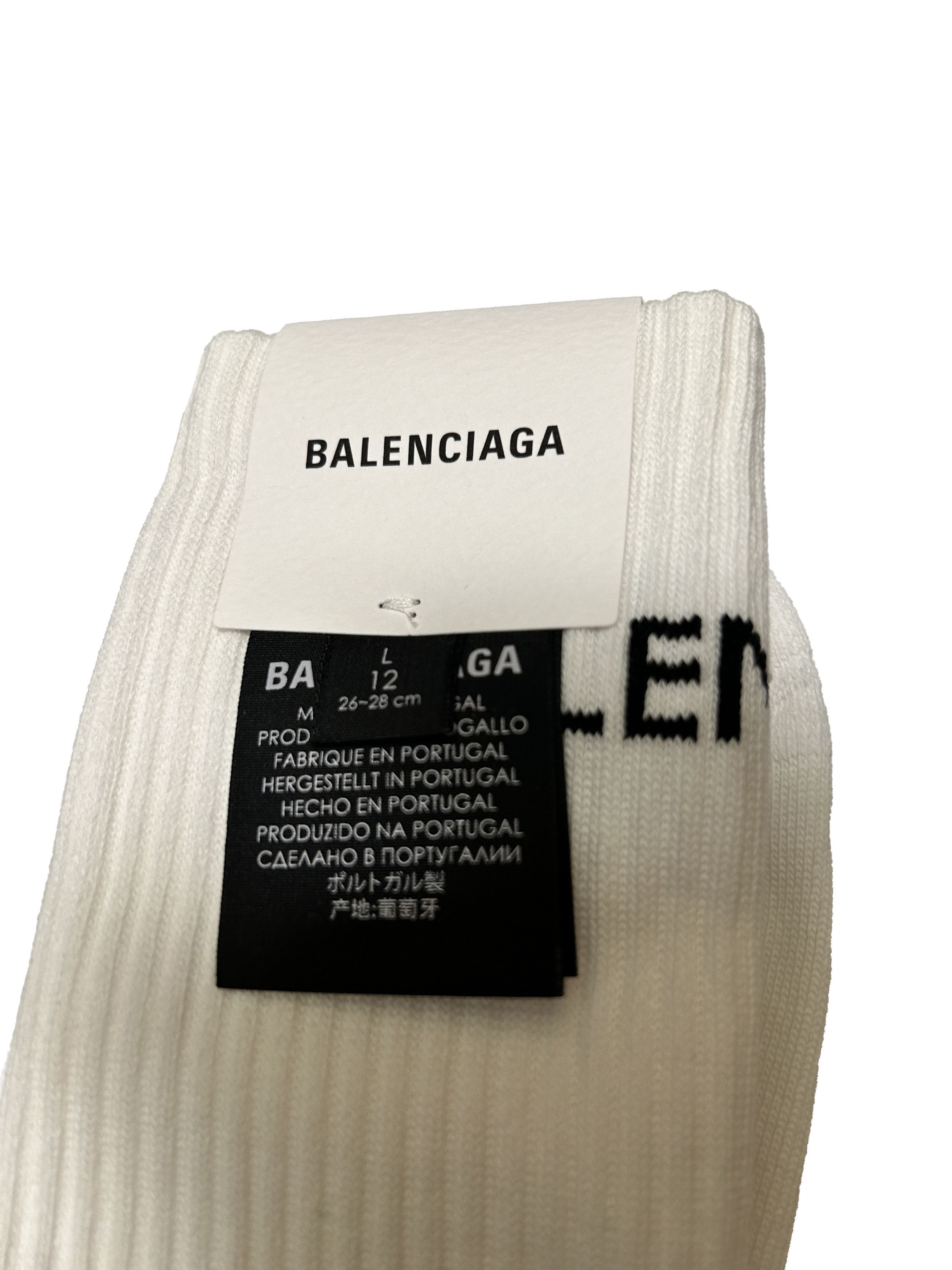 Balenciaga Logo Socks Ribbed cotton blend mid calf Size Large Sports Size ONE SIZE - 6 Thumbnail