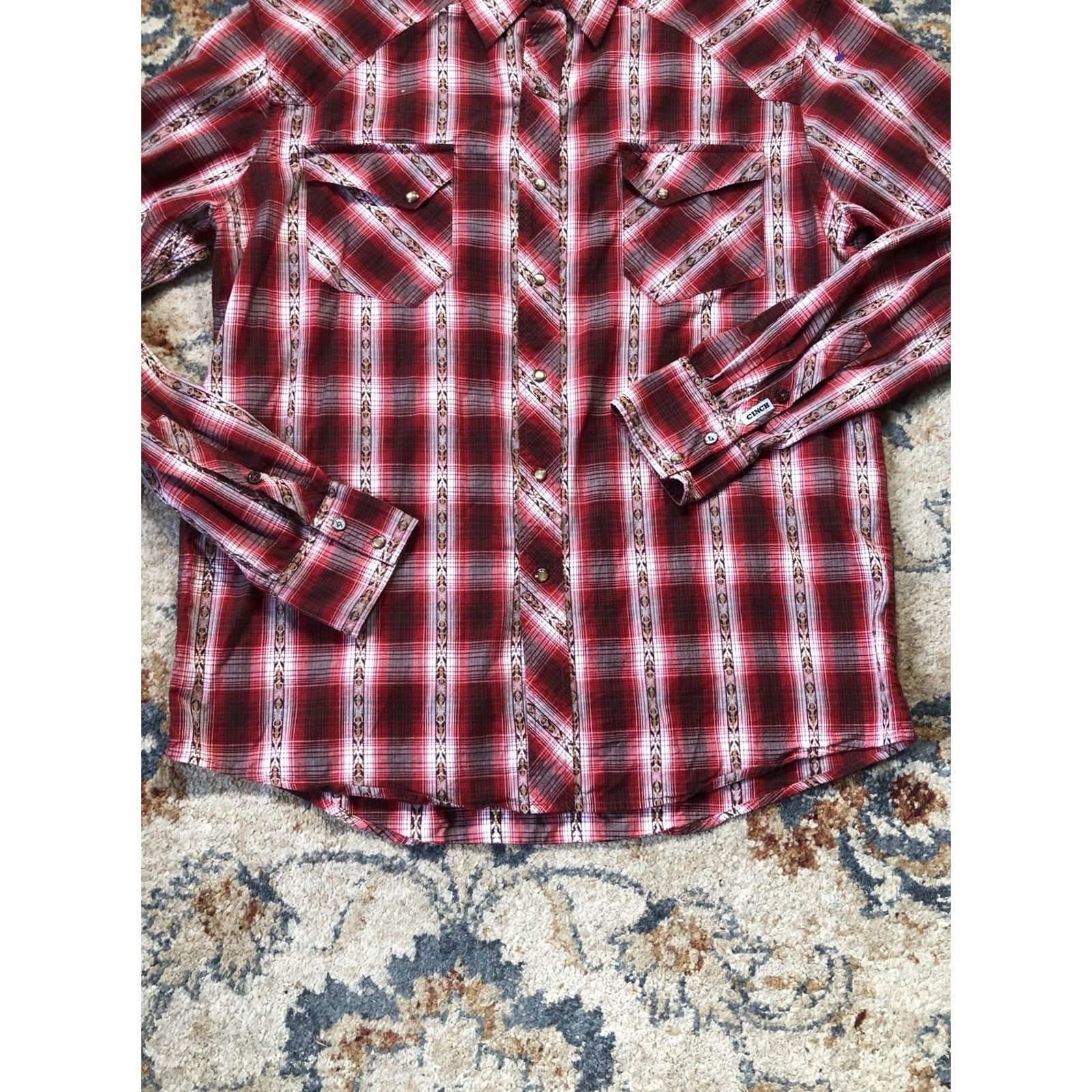 Brooks VINTAGE Garth Brooks Sevens Cinch Shirt Mens XL Plaid Western Pearl Snap Red Size US XL / EU 56 / 4 - 5 Thumbnail