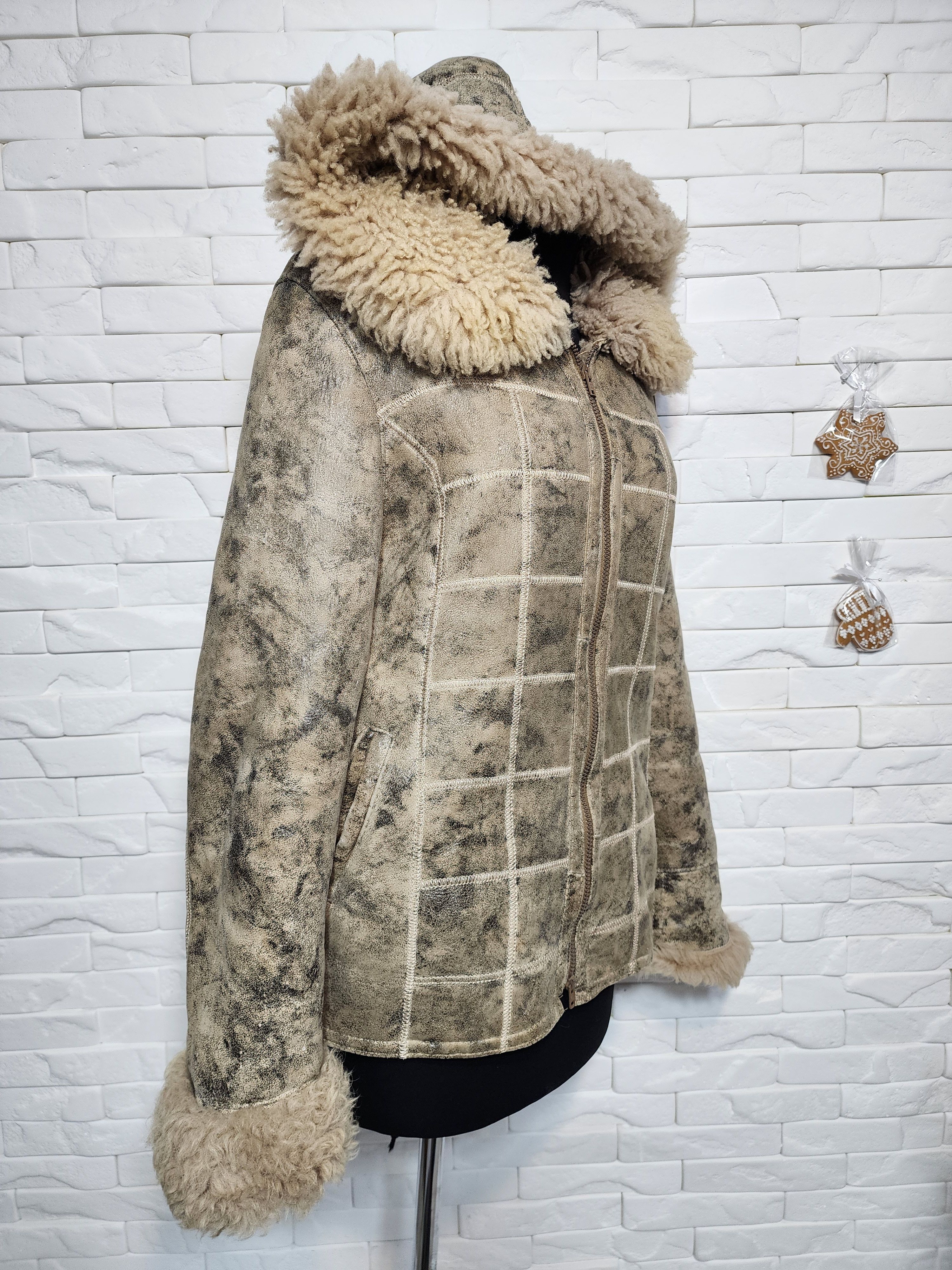 Furla Brown Sheepskin Coat: Women's Fur Hooded Winter Jacket Size L / US 10 / IT 46 - 2 Thumbnail