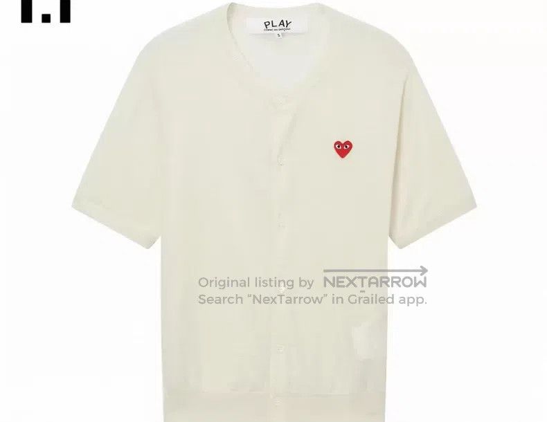 Comme des Garcons Comme des Garcons White short-sleeved knit cardigan Size XS / US 0-2 / IT 36-38 - 1 Thumbnail