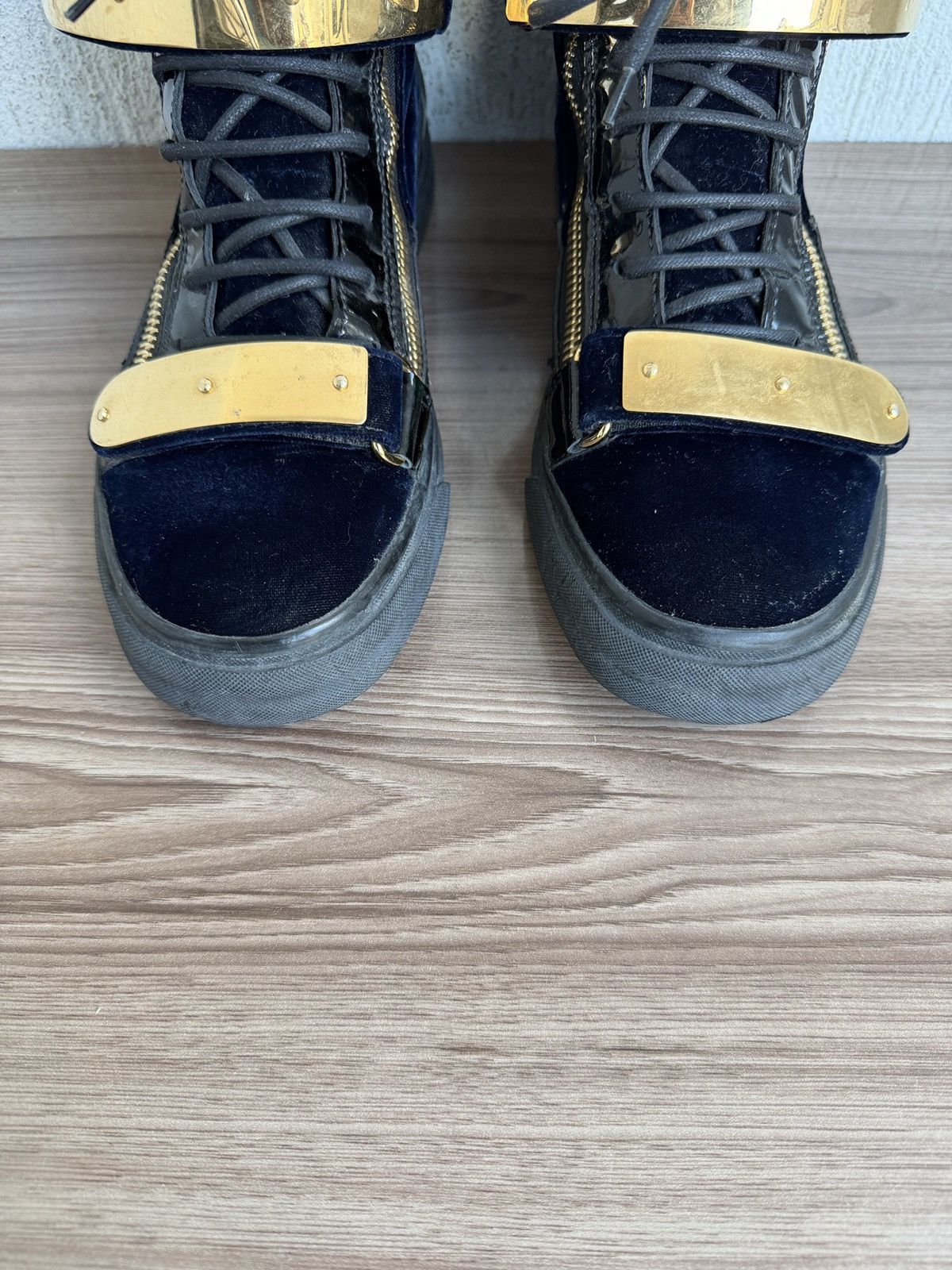 Giuseppe Zanotti chained double zip velvet sneaker Size US 8.5 / EU 41-42 - 7 Thumbnail