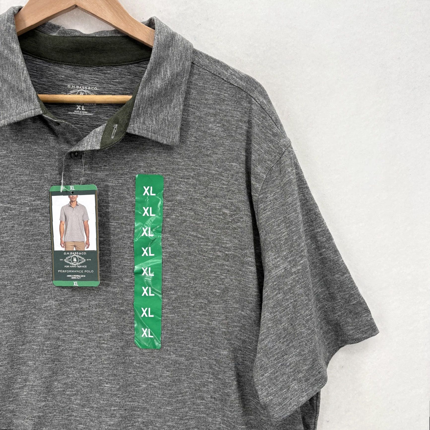 Vintage G.H. Bass & Co Polo Shirt Mens XL Gray Slub Jersey Quick Dry Golf Performance Size US XL / EU 56 / 4 - 2 Thumbnail