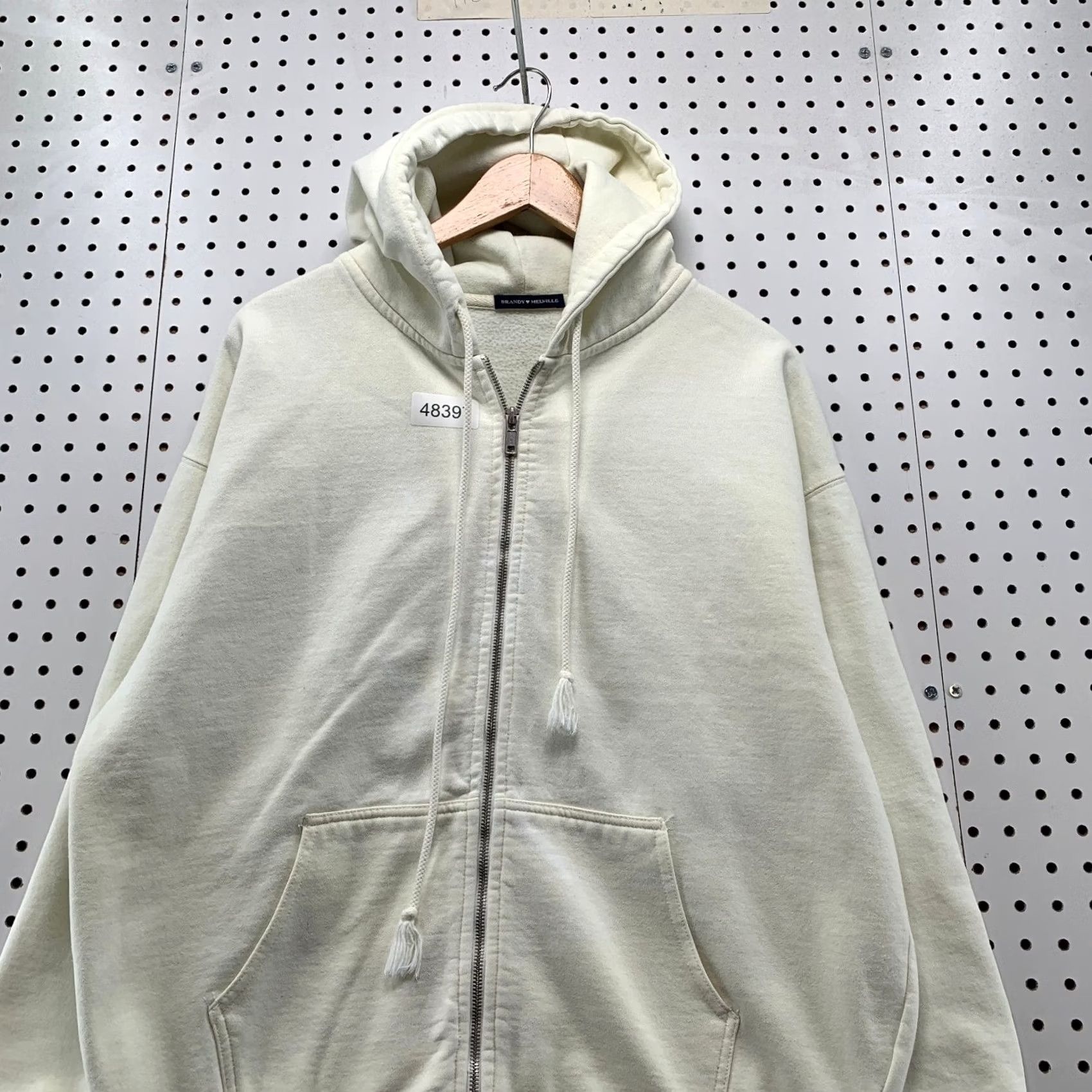Brandy Melville Brandy Melville Zip Hoodie Sweatshirt Womens One Size Beige Heavyweight Oversize Size ONE SIZE - 4 Thumbnail