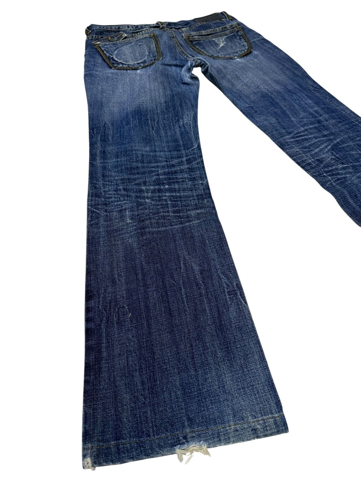 Japanese Brand Flared Jeans Russ.k Distressed Denim Nice Design Boot Cut Size US 33 - 16 Thumbnail
