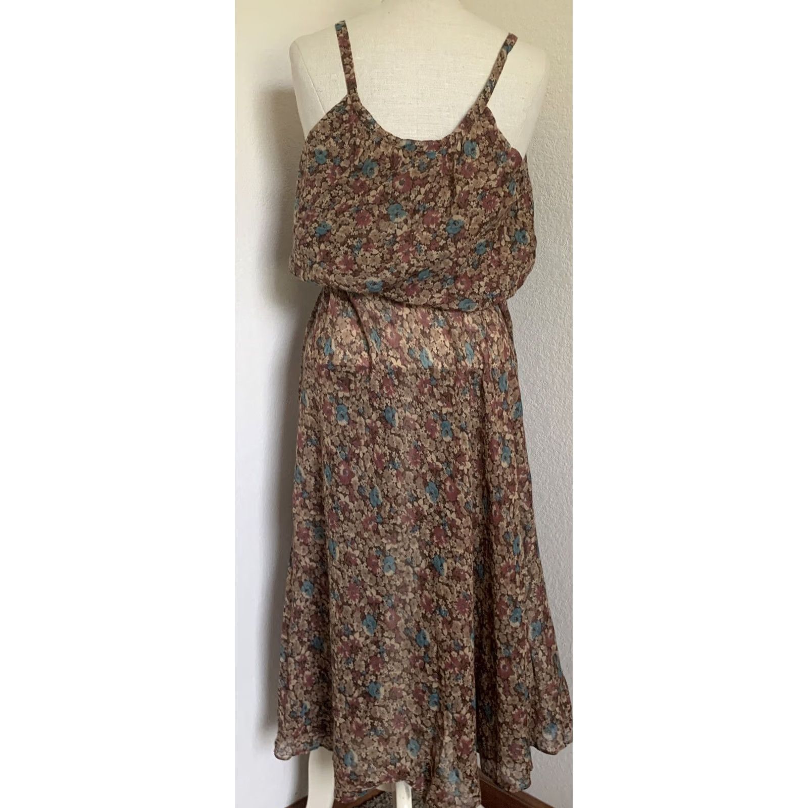 Vintage VINTAGE Pixie Sportswear of CA Inc Tank Maxi Dress Sz 9 Floral Brown Size M / US 6-8 / IT 42-44 - 6 Thumbnail