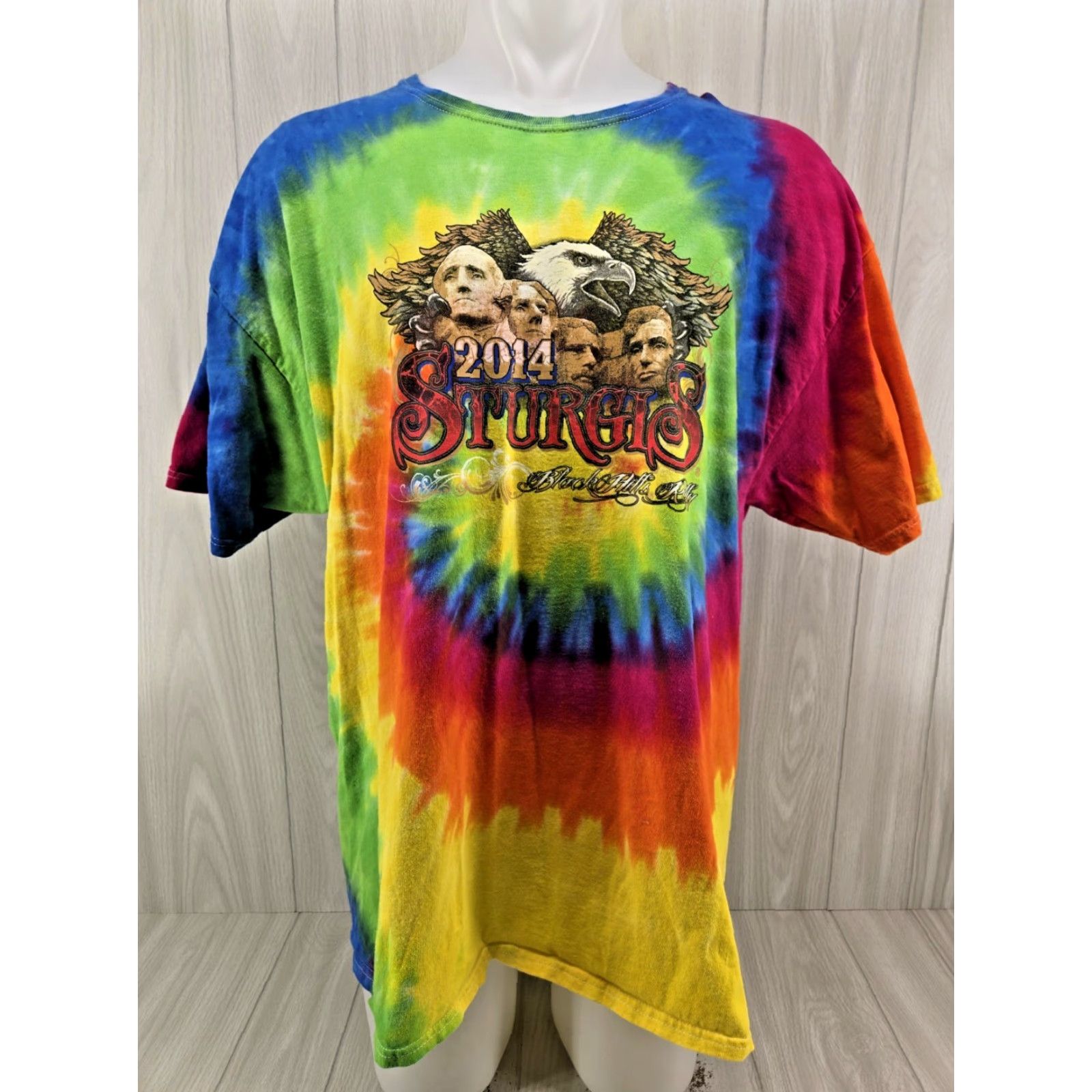 Hanes Sturgis 2014 Tie Dye 2XL T-Shirt Motorcycle Rally Double Sided Mens Size US XXL / EU 58 / 5 - 2 Thumbnail
