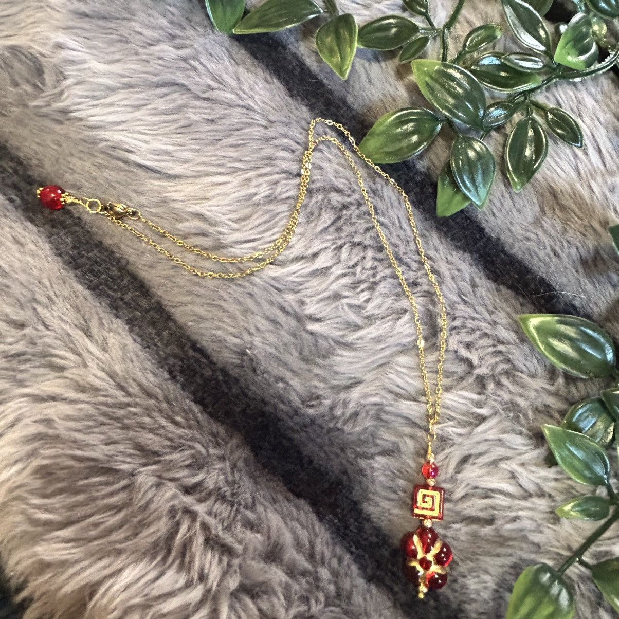 Handmade Handcrafted elegant glass beaded pendant on chain necklace Size ONE SIZE - 6 Thumbnail