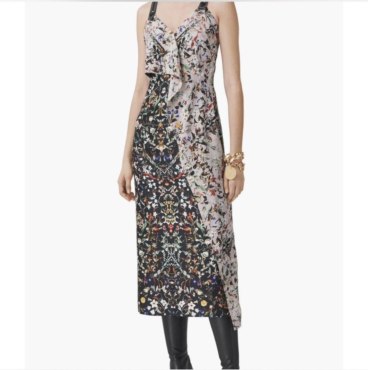 Burberry Burberry Asymmetric Floral Panel Midi Dress - Size 2 (US) Size XS / US 0-2 / IT 36-38 - 7 Thumbnail