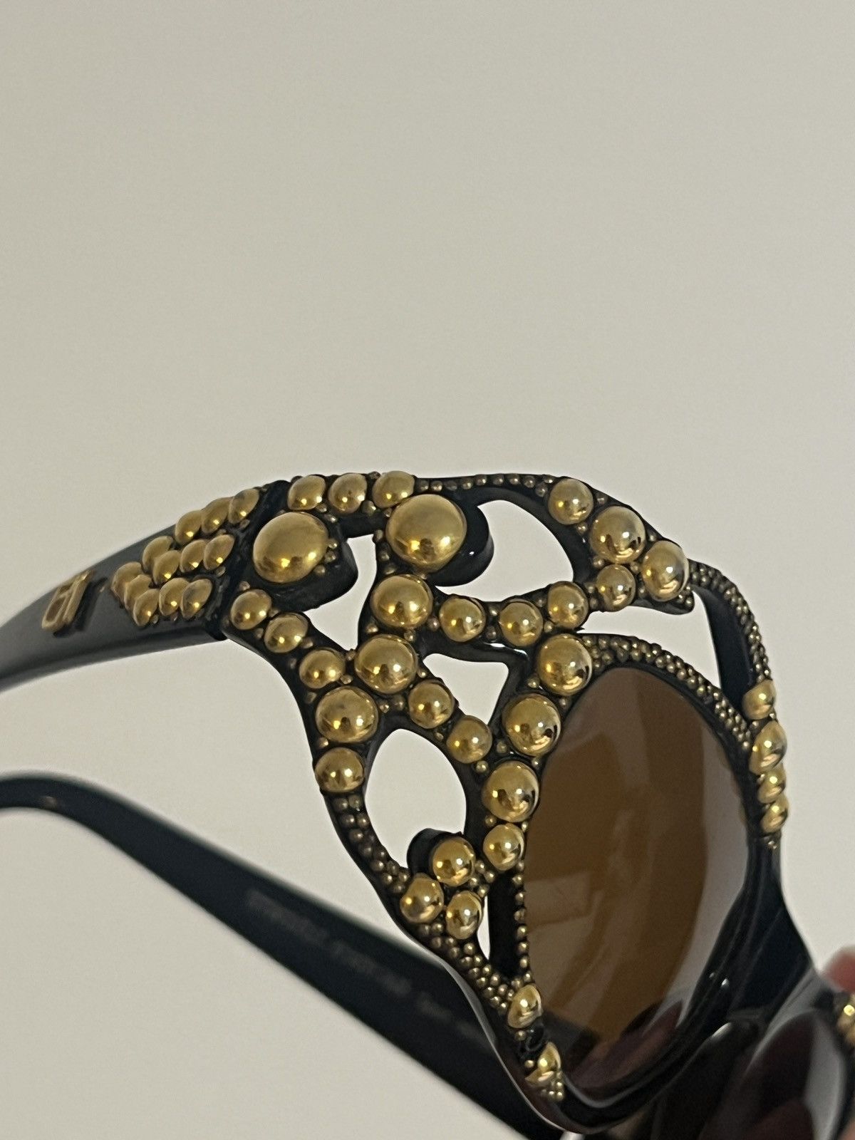 Emmanuelle Khanh Vintage Emmanuelle Khanh Golden Studded Sunglasses Size ONE SIZE - 7 Thumbnail