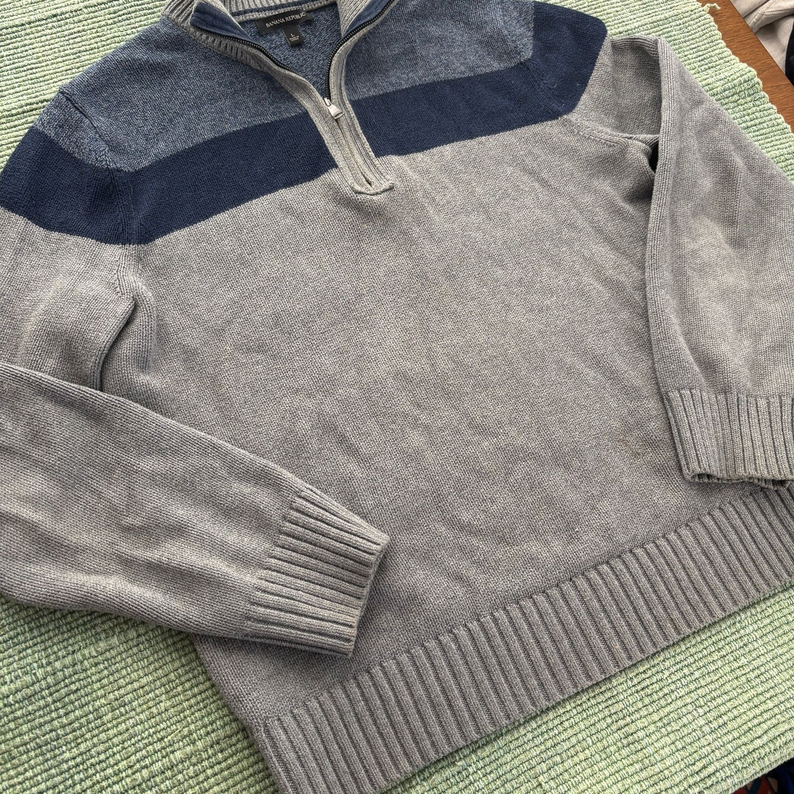 Banana Republic Banana Republic Men's Cotton Knit Quarterzip Sweater Sz L Size US L / EU 52-54 / 3 - 6 Thumbnail