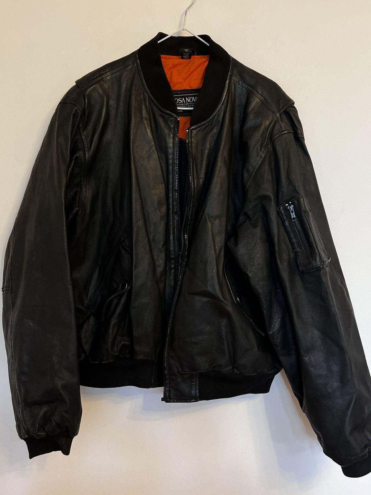 Vintage y2k black boxy leather bomber jacket archive retro