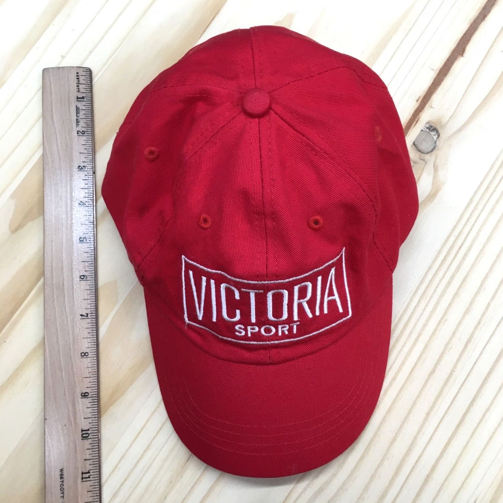 Vintage Victoria Sport Baseball Cap Hat Mens One Size Red Cotton Adjustable Back Basic Size ONE SIZE - 3 Thumbnail