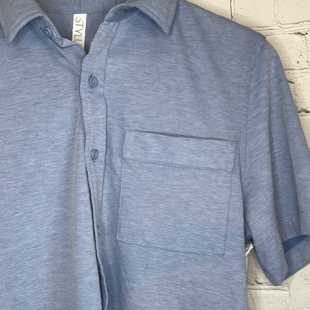 Vintage VINTAGE Stylus Men’s Short Sleeve Button-Up Shirt S BLUE NEW Size US S / EU 44-46 / 1 - 2 Thumbnail