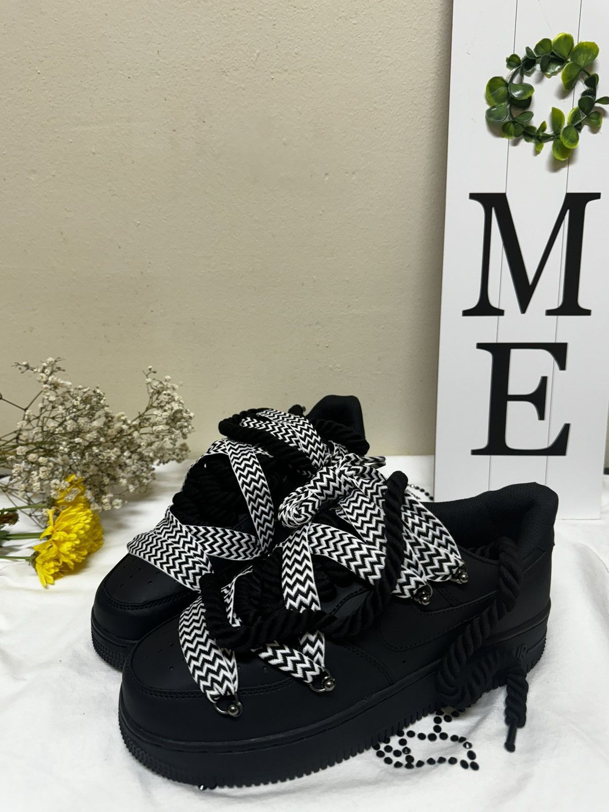 CUSTOM AIR FORCE 1 BLACK – CHUNKY LACES LOT