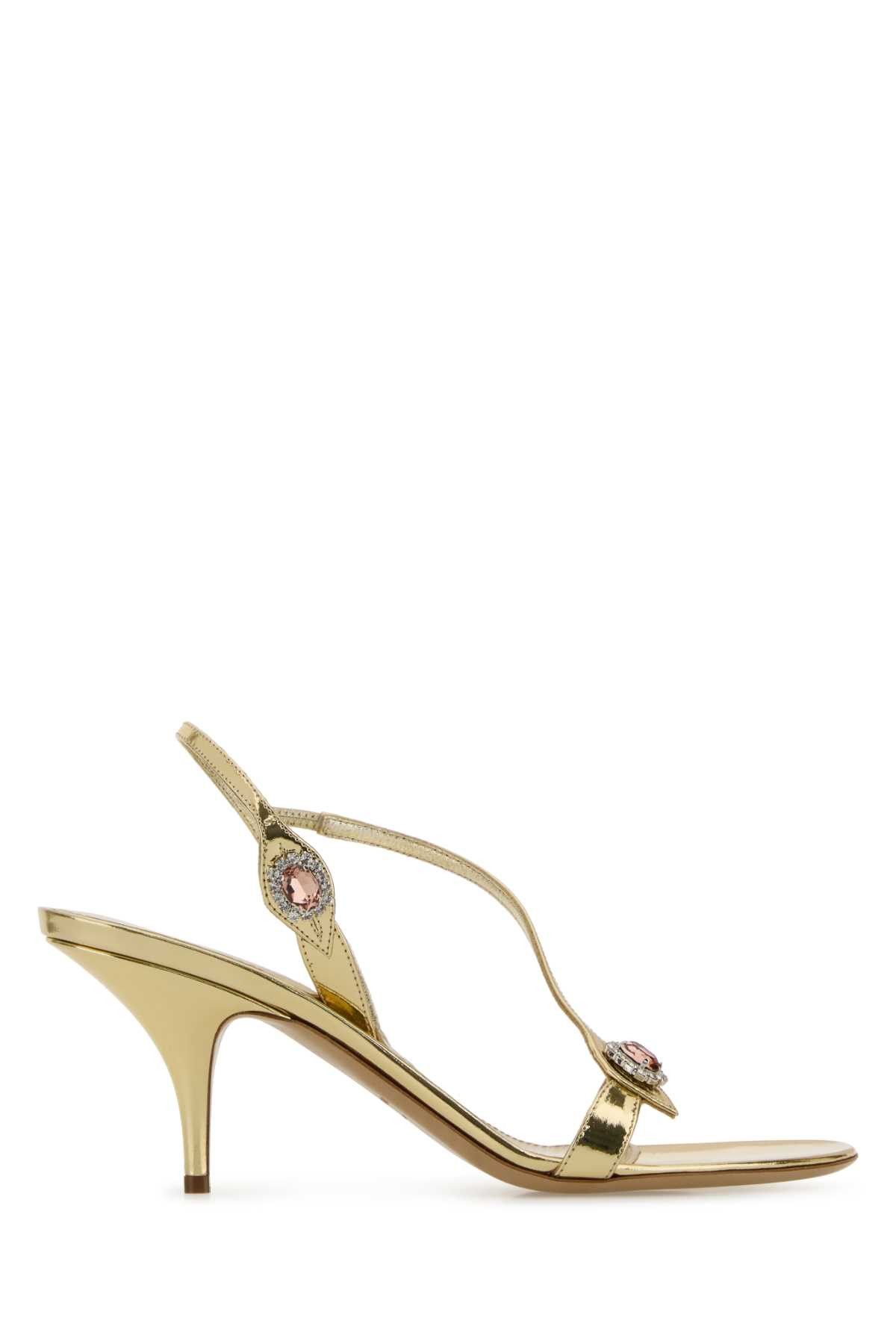 Salvatore Ferragamo Gold Leather Sibilla Sandals Size US 7 / IT 37 - 1 Thumbnail