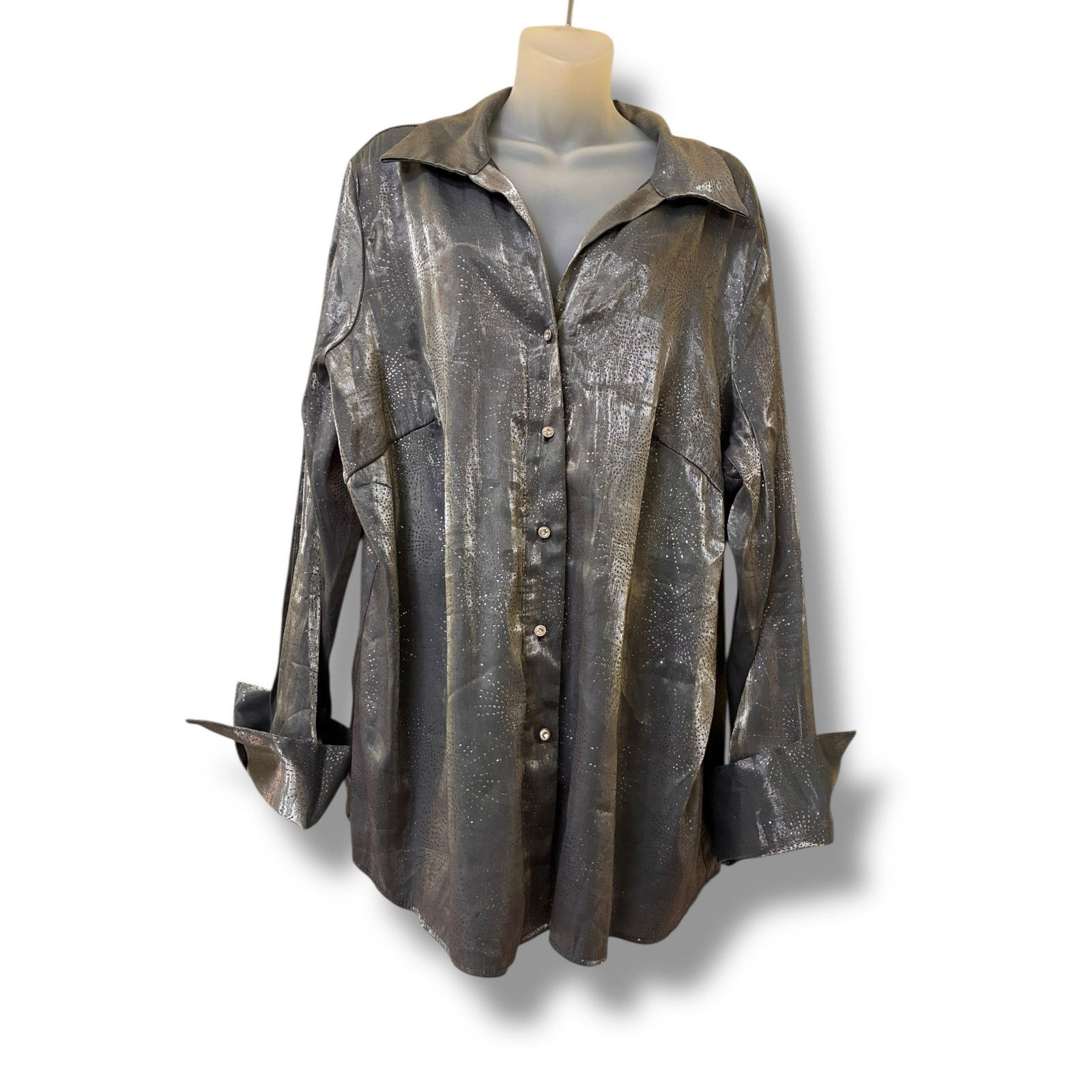 Other Ashley Stewart rhinestone metallic button down blouse Size 3XL / US 20-22 - 6 Thumbnail