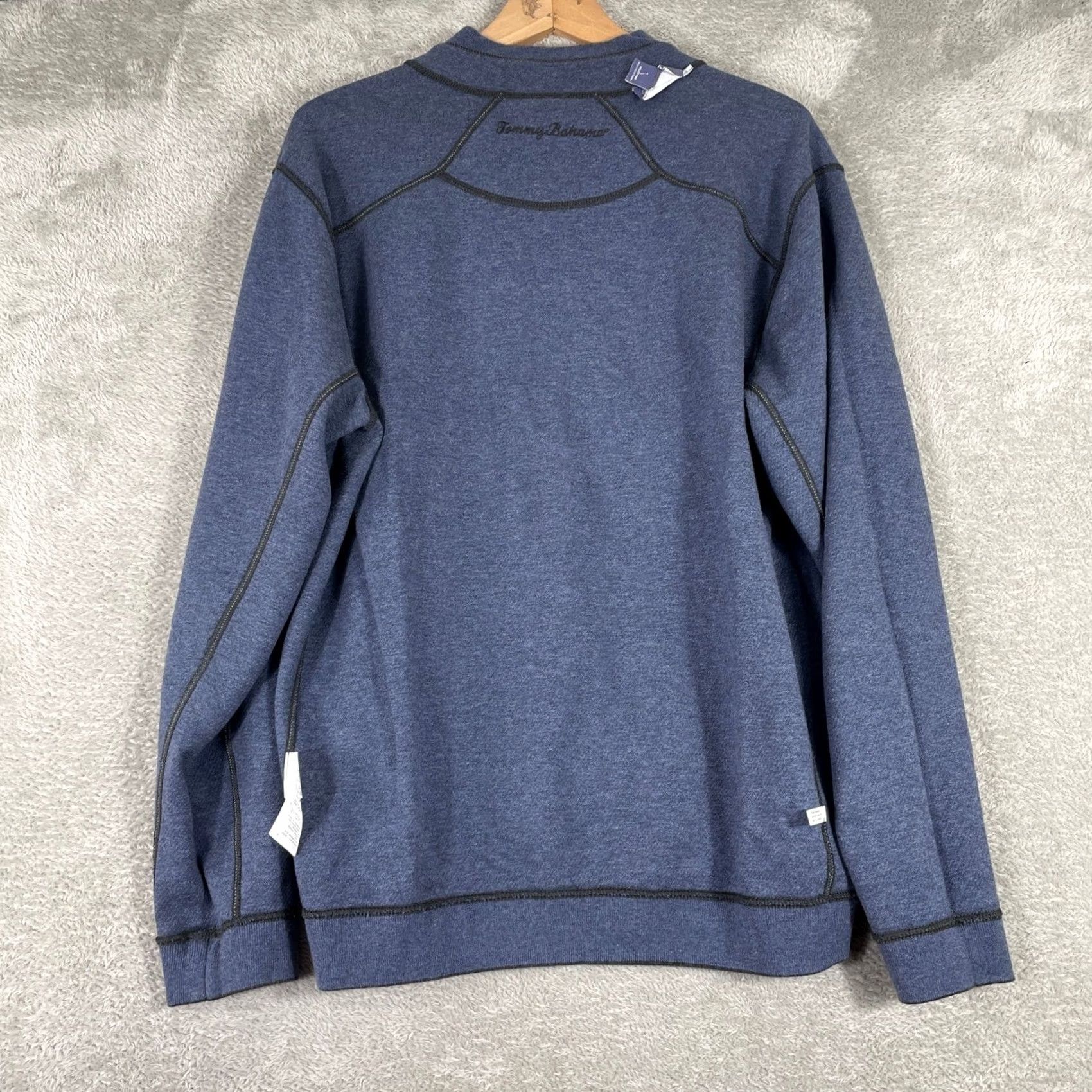 Tommy Bahama Tommy Bahama Mens Medium Gray Blue Cotton Reversible Quarter Zip Pullover Sweater Size US M / EU 48-50 / 2 - 7 Thumbnail