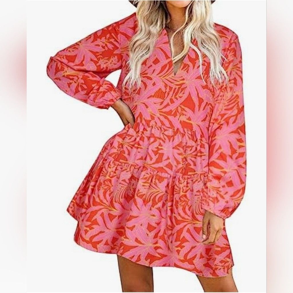 Other NWT FANCYINN Cute Mini Shift Dress w/ Bell Sleeves & V-Neck Size XL / US 12-14 / IT 48-50 - 1 Thumbnail