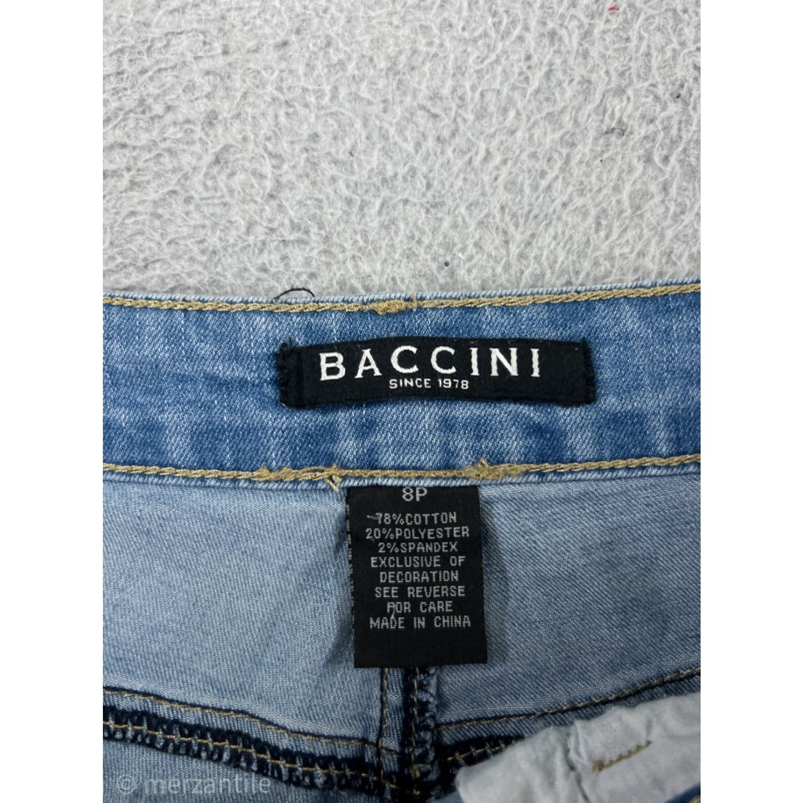 Vintage Baccini Jeans Women 8P Capri Blue Denim Pearls Embellished Cotton Blend Size 30" / US 8 / IT 44 - 3 Thumbnail